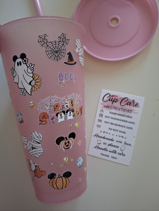 Disney Other - Disney Halloween pink cup with lid and straw new mickey mouse #halloween